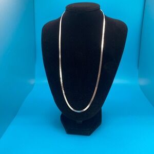 Vintage Monet Silver Tone Herringbone Chain Necklace 17" Sister Clasp